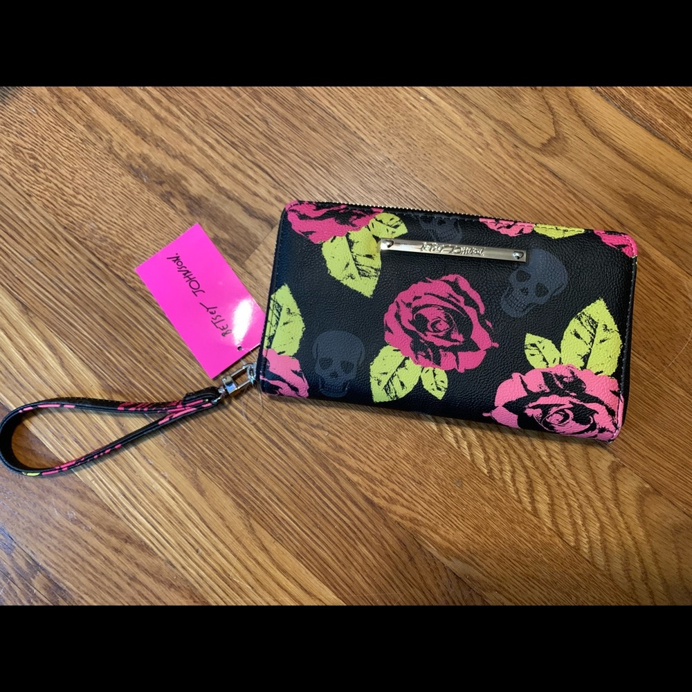 NWT Betsey Johnson Neon Skulls & Flowers Wallet